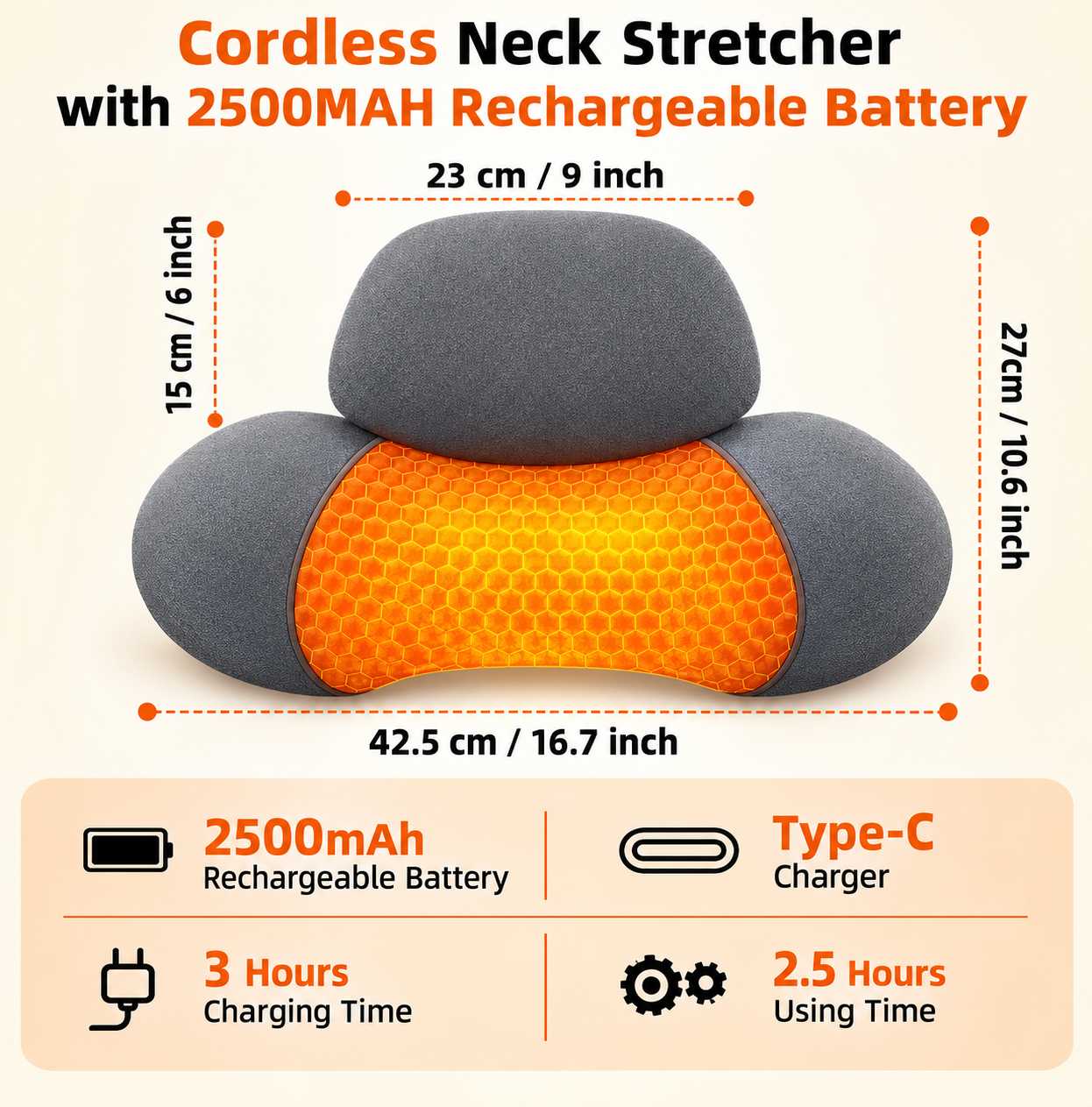 Bodyflowfix 3-in-1 Cordless Heated  Neck Massager Pillow