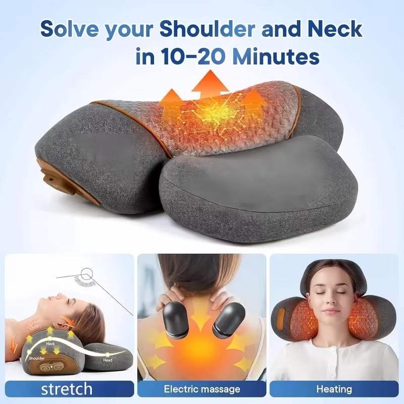 Bodyflowfix 3-in-1 Cordless Heated  Neck Massager Pillow